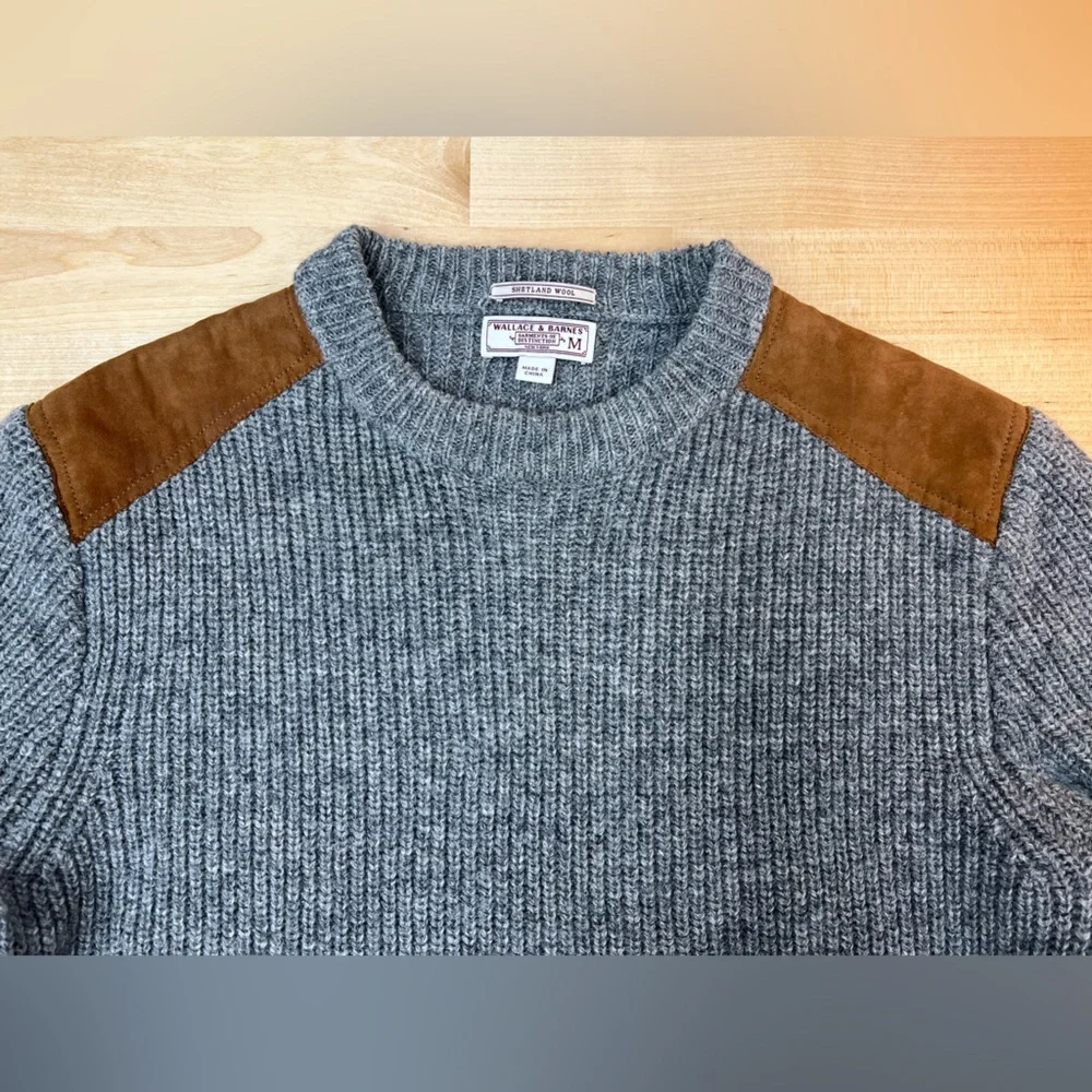 Wallace & Barnes Shetland 100% Wool color Gray brown Suede Shoulder Patch - Picture 6 of 10